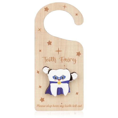 Wooden Tooth Door Hanger with Money Holder Keepsake Box for Kids