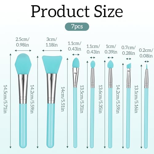 Macuezu 7-Piece Silicone Brush Set for Resin Art and Makeup Application