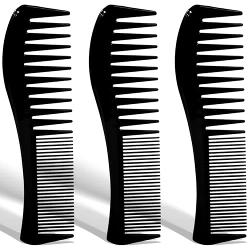 Zoolinn 3-Pack Double-Sided Hair Combs - Wide & Fine Teeth Styling Set