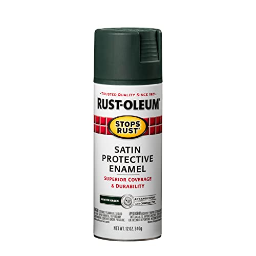 Rust-Oleum Stops Rust Satin Hunter Green Spray Paint 12oz - Durable Rust Prevention