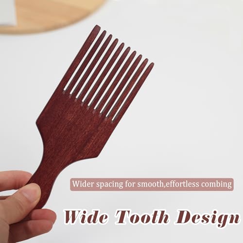Zoolinn Wooden Beard Pick and Coarse Hair Comb with Ergonomic Handle