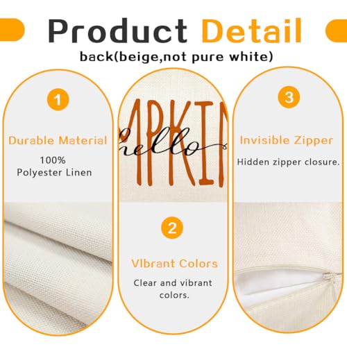 Cream Fall Pillow Cover 12x20 | Hello Pumpkin Thanksgiving Decor