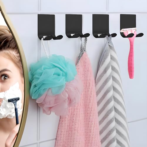 Viadom 2-Pack Black Self-Adhesive Stainless Steel Razor Holder Hooks