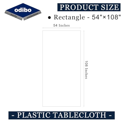 odibo White Disposable Plastic Tablecloths 2 Pack 54" x 108" PEVA