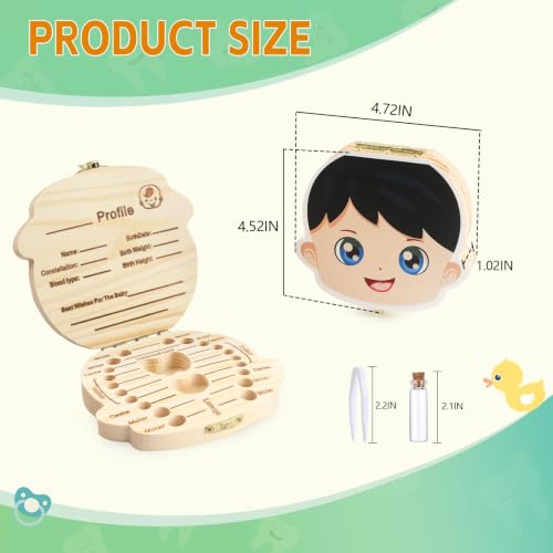 Esmorah Baby Teeth & First Hair Keepsake Box for Boys - First Tooth & Hair Holder