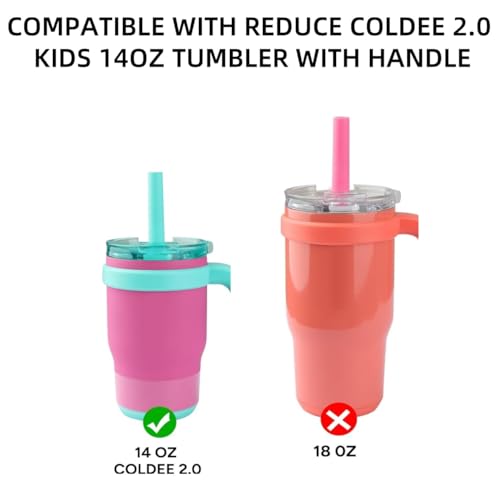 Bubrike Multicolor Replacement Silicone Straws & Spill-Proof Lids for 14oz Kids Reduce Coldee 2.0 Tumbler