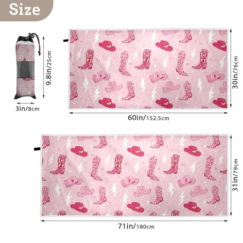 Gredecor Oversized Cowgirl Boots Beach Towel, 31x71-inch Sand-Free Microfiber
