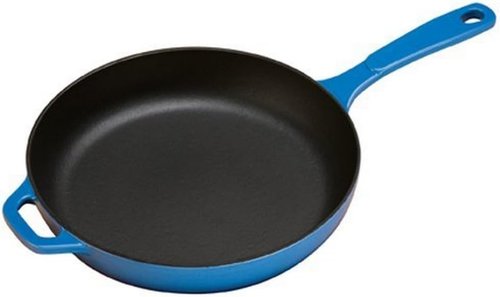 Lodge Enameled Cast Iron Skillet - 11-Inch, Vibrant Caribbean Blue Finish for Superior Cooking