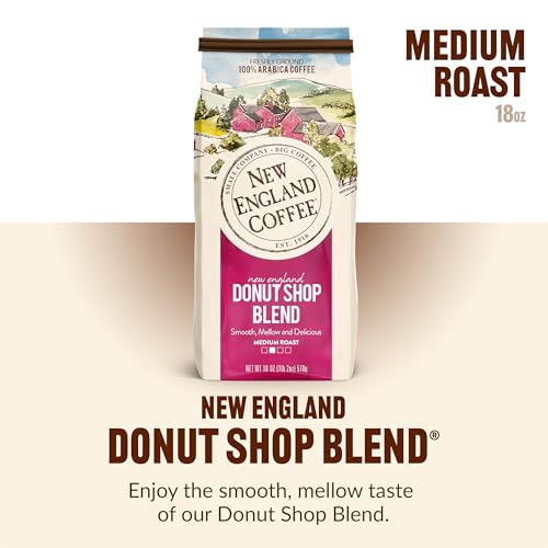 New England Coffee Donut Shop Blend Ground Coffee, 18oz Medium Roast Bag