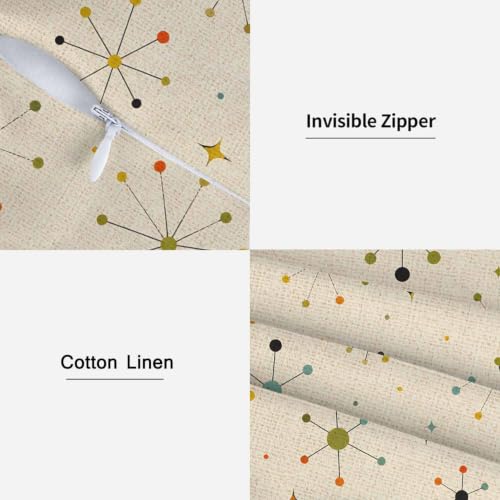Mid-Century Modern Atomic Star Throw Pillow Covers - 18x18 Set of 2