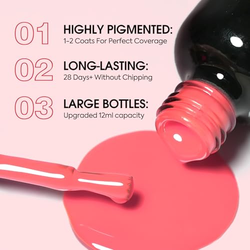 Venalisa Coral Red Gel Nail Polish 12ml Soak Off UV LED Manicure