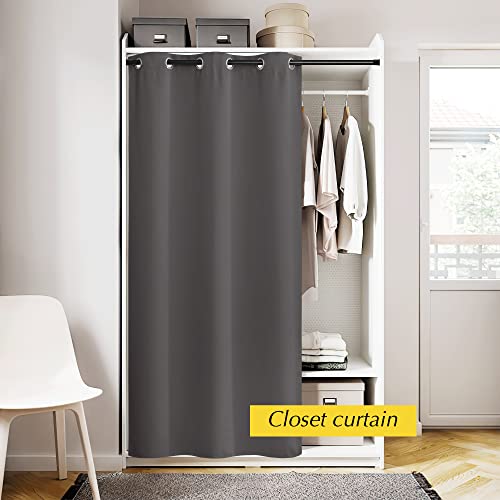 NICETOWN Grey Doorway Curtain - 42x80 Inch Grommet Closet Room Darkening Panel