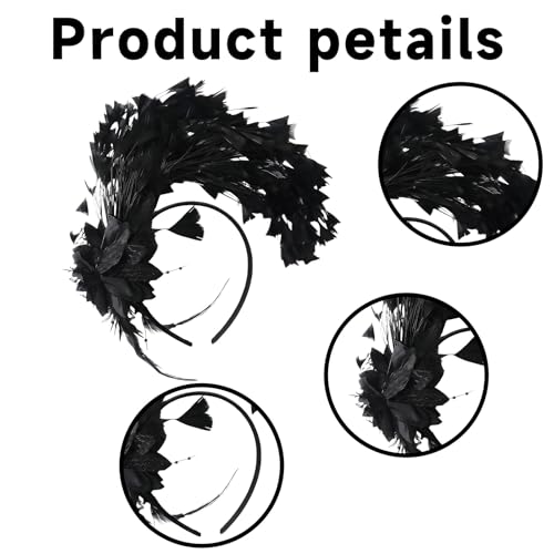 Qiknird Black Flower Fascinator Headband Gothic Hair Accessory