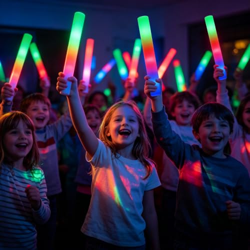 6 Pack LED Foam Glow Sticks with 3 Flash Modes for Parties Halloween Weddings