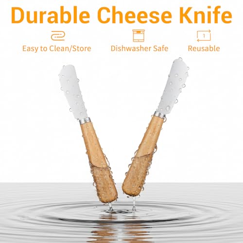 Tyqour 2-Piece Butter Knife Set with Wooden Handle for Smooth Spreading