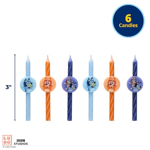 Bluey and Bingo Birthday Cake Candles - 6-Piece Party Decoration Set