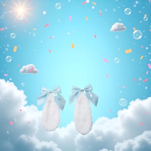 Blue Bunny Lop Ear Hair Clips with Bows 1 Pair Cosplay Hair Accessories