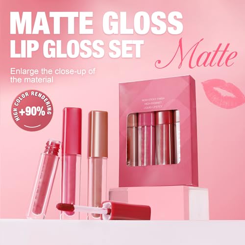 BEUKING Matte Liquid Lipstick Set 4-Piece Waterproof Long-Lasting Lip Gloss
