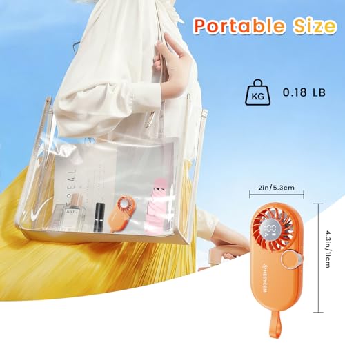 BelleRise Portable Mini Handheld Fan, Rechargeable 100-Speed Fan - Orange