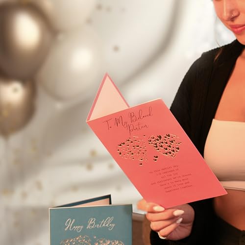 Elegant Blue Birthday Card with Silver Hearts - Heartfelt Wishes