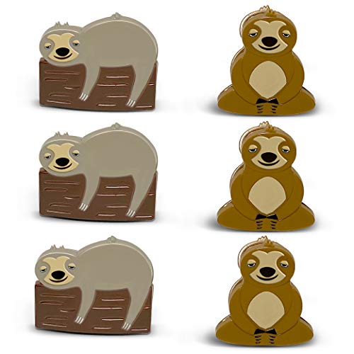 Sloth Chip Clips Set - 6 Woodland Food Bag Sealers