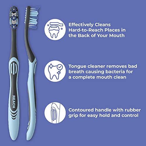 Reach Essentials Medium Toothbrushes with Caps, 6 Count