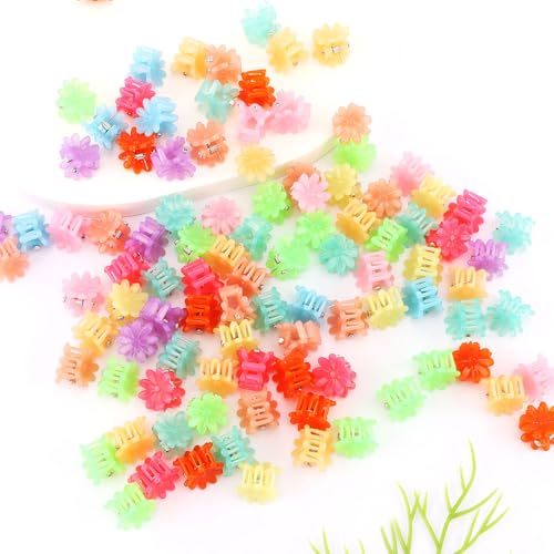 Exacoo 100pcs Mini Flower Hair Claw Clips for Girls and Toddlers