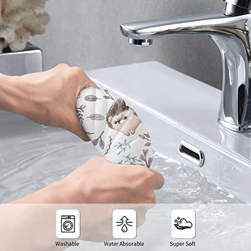 Ohiokwei White Hedgehog Pattern Hand Towels 27.5x15.7 Inches Ultra Soft & Absorbent