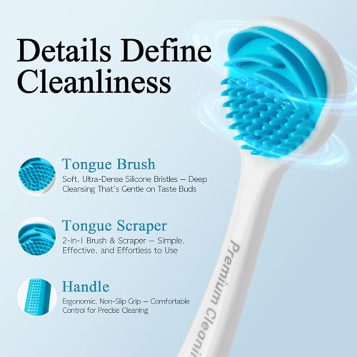 Monnzell Silicone Tongue Scraper and Brush for Bad Breath