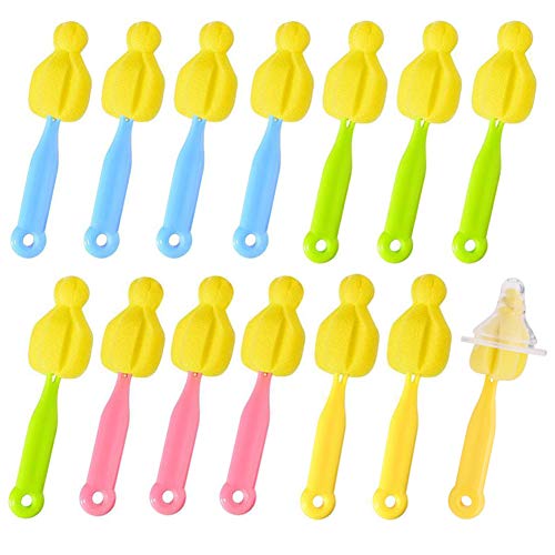 PayPie 14 Pack Baby Bottle Nipple Cleaner Sponge Brushes
