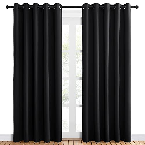 NICETOWN Black Grommet Blackout Curtains 60"W x 84"L (Set of 2)