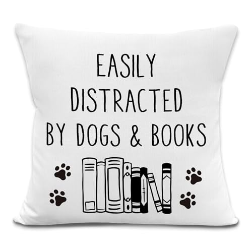 Funny Dog Book Throw Pillow Cover - 18x18 Decorative Cushion