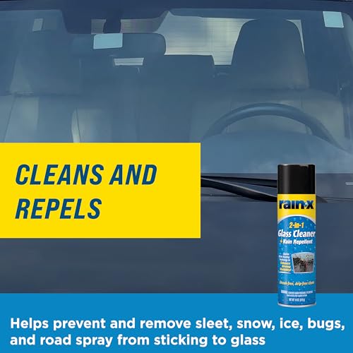 Rain-X 2-in-1 Glass Cleaner & Rain Repellent, 18 oz Aerosol (Pack of 2)