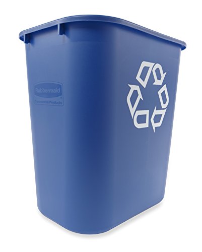 Rubbermaid Commercial 7-Gallon Deskside Recycling Can - Blue, 12-Pack
