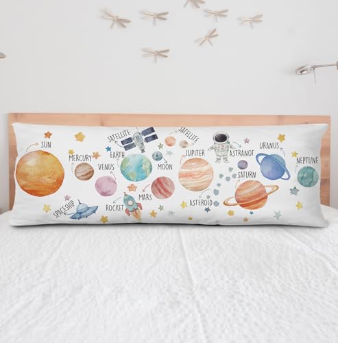 Solar System Body Pillow Cover - 20x54 Inch Soft Flannelette Case