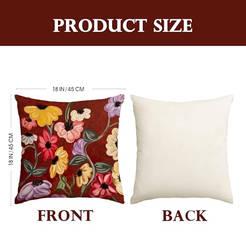 Floral Inspired Throw Pillow Cover - 18x18 Inches, Polyester