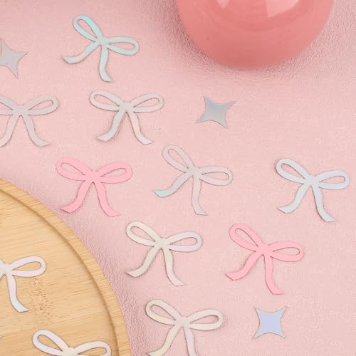 200pcs Pink Bow and Glitter Star Table Confetti for Wedding Party Decor
