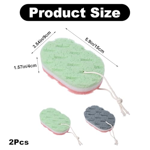 Exircy 3-Layer Exfoliating Bath Sponges - Soft Body Scrubber 2-Pack