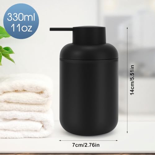 Hebaogugu 2-Pack Soap Dispenser Set, 11 Oz Plastic with Rustproof Pump, Black