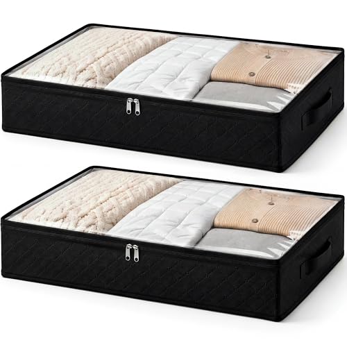 Fixwal Underbed Storage Bags, 2 Pack - Foldable, Dust-Proof with Clear Window