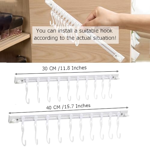 OULIGET Adjustable Utility Slide Rail Hook - White Wall Utensil Rack (2 Pack)