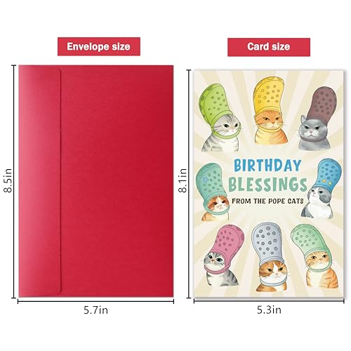 Funny Pope Cats Birthday Card for Cat Lovers - Hilarious Greeting