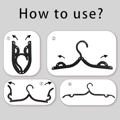 6PCS Black Portable Folding Clothes Hangers for Travel