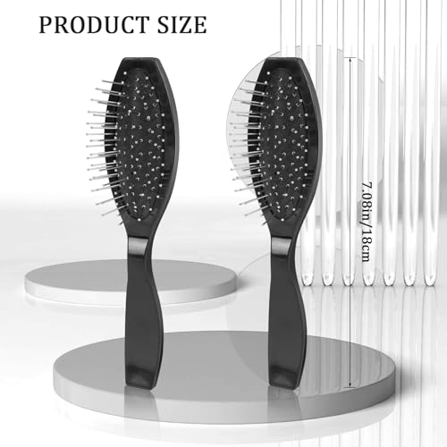 Mozeat Lens Stainless Steel Wig Brush 2 Pack Wire Cushion Comb for Synthetic Hair and Extensions, Black