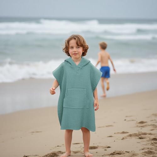 Hooded Kids Beach Towel - Sage Green Poncho for Babies & Toddlers