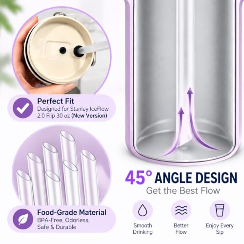 Bubrike 30oz Stanley IceFlow 2.0 Flip Straw Replacement Pack - Wide Diameter, 6 Pack (New Version)