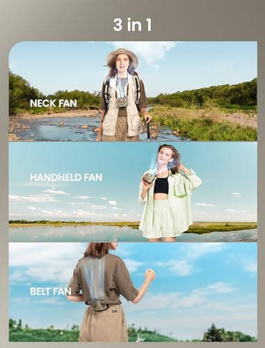 Comoistar 10000mAh Khaki Portable Waist Clip Fan with LED Display