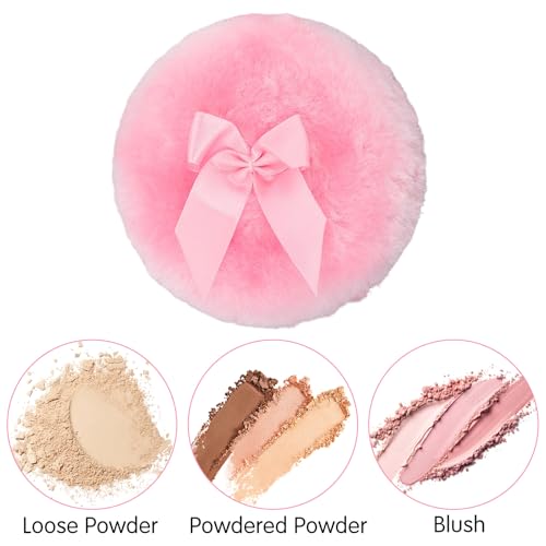 Xyembu 2-Pack Large Body Powder Puff 3.5 Inch Soft Velour Dusting Puff