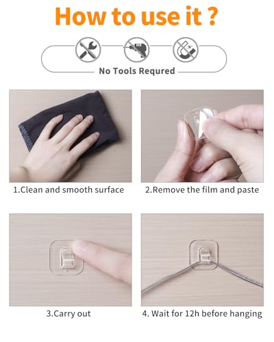 ispneay 50-Pack Adhesive Mini Light Hooks for Damage-Free Wall Mounting