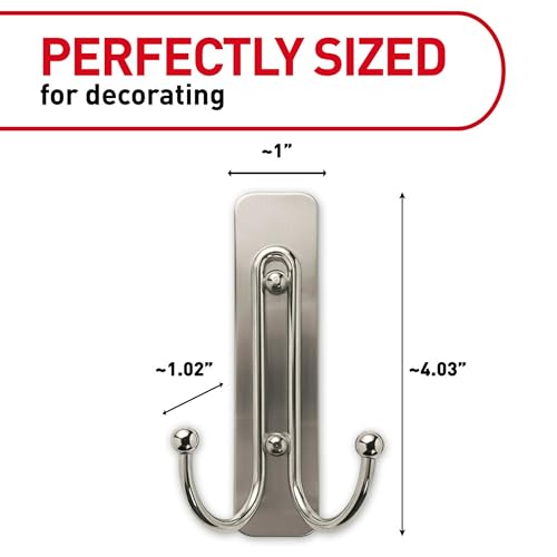 Command Large Satin Nickel Bath Hook | Damage-Free Hanging